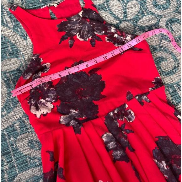 Free People Red Floral Smocked Mini Dress with Tie Back Size Small - Picture 4 of 11